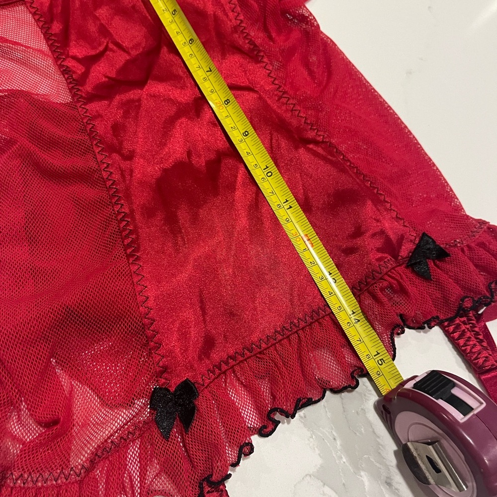Frederick's of Hollywood Corset Garter Straps Size Small Elegant Red Sexy Sheer - Picture 10 of 14